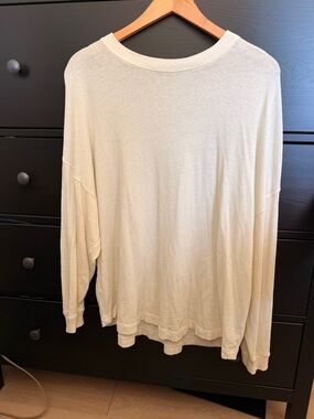Jenni Kayne Light Cream Long Sleeve Crewneck Top